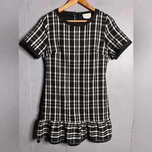 Moon Plaid Drop Waist Dress in black and white.  Size Small